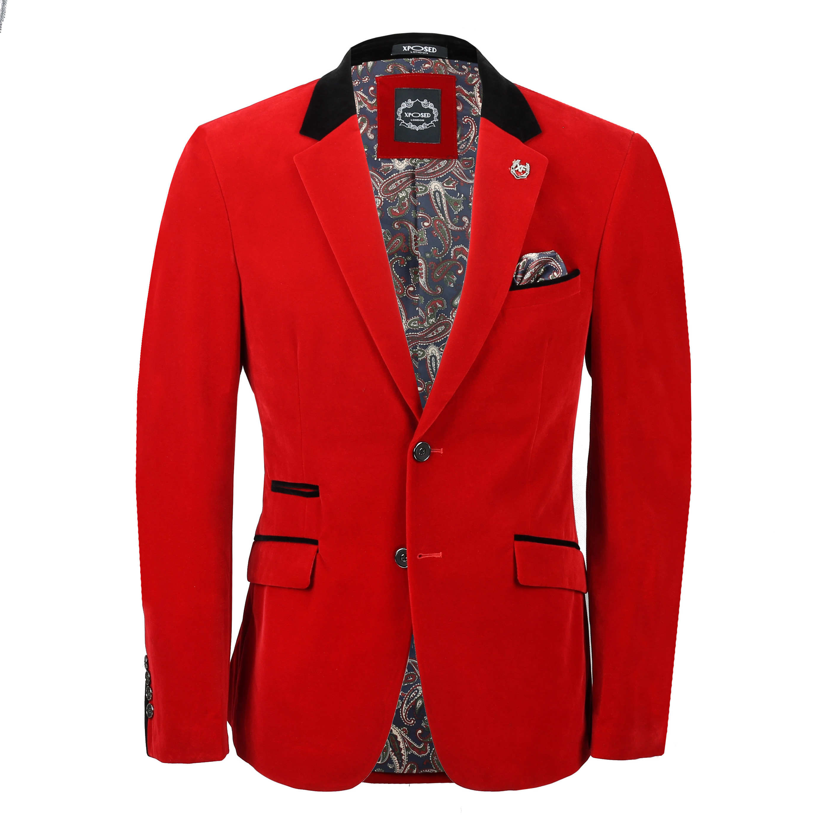 Mens Red Velvet Vintage 3 Piece Suit Tuxedo Blazer Coat Waistcoat Black Trouser